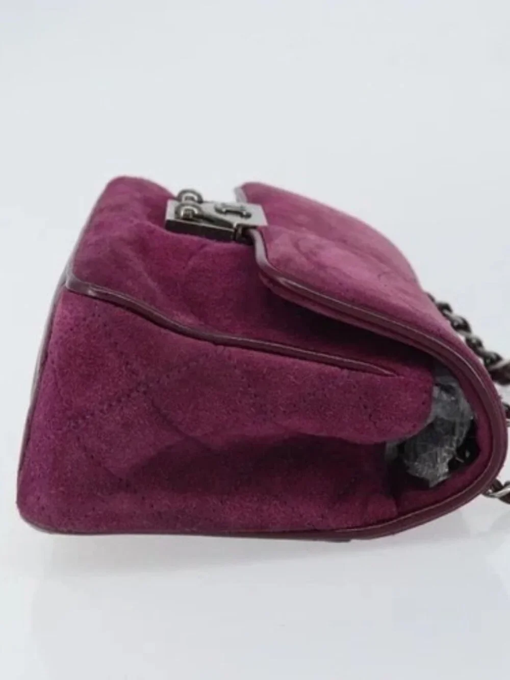 CHANEL Chain Shoulder Bag Suede Purple CC Auth